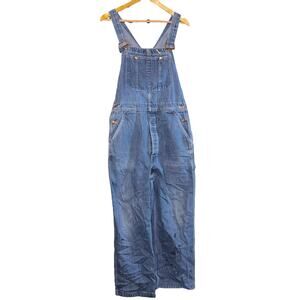 Vintage Big Mac Bib Overalls Men Medium Denim Square Bak Workwear USA Distressed